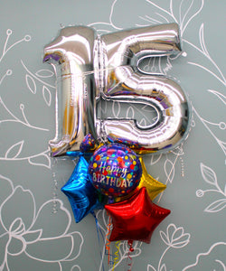 Balloon Bouquet - Happy Birthday Number Bouquet (Double Digits)