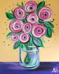 Pre-Traced Canvas - Floral Vase