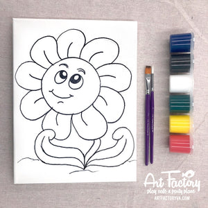 Pre-Traced Canvas - Happy Flower